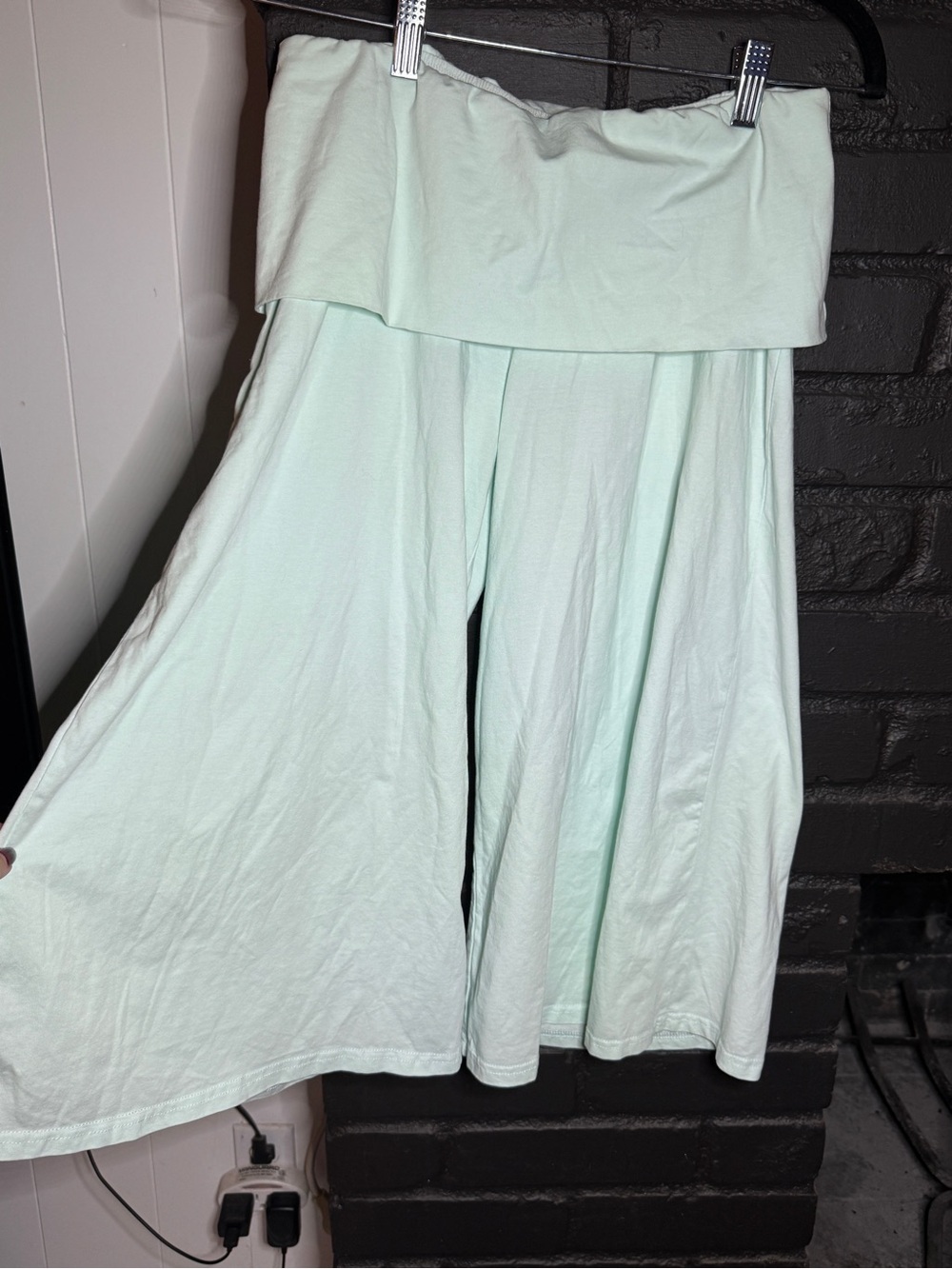 Light Mint Wide Leg Foldover Waist Pants - Picture 3 of 3